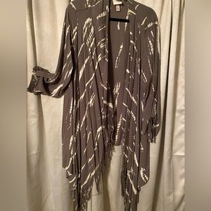 Olive & cream fringed kimono
